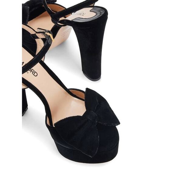 Tom Ford Brigitte Velvet Sandals in Black 38.5 - Picture 3 of 4
